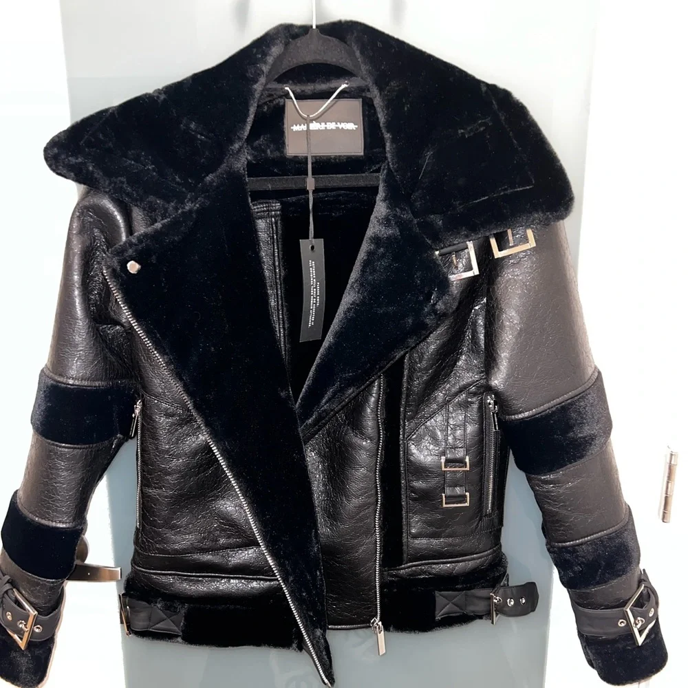 Manière De Voir vegan leather fur jacket MDV - Picture 3 of 4